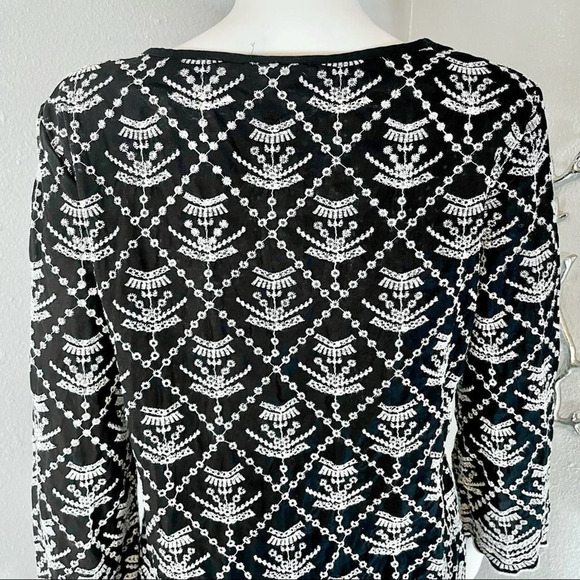 GAP Long Sleeve Eyelet Blouse Black White Boho Embroidered - Picture 8 of 12